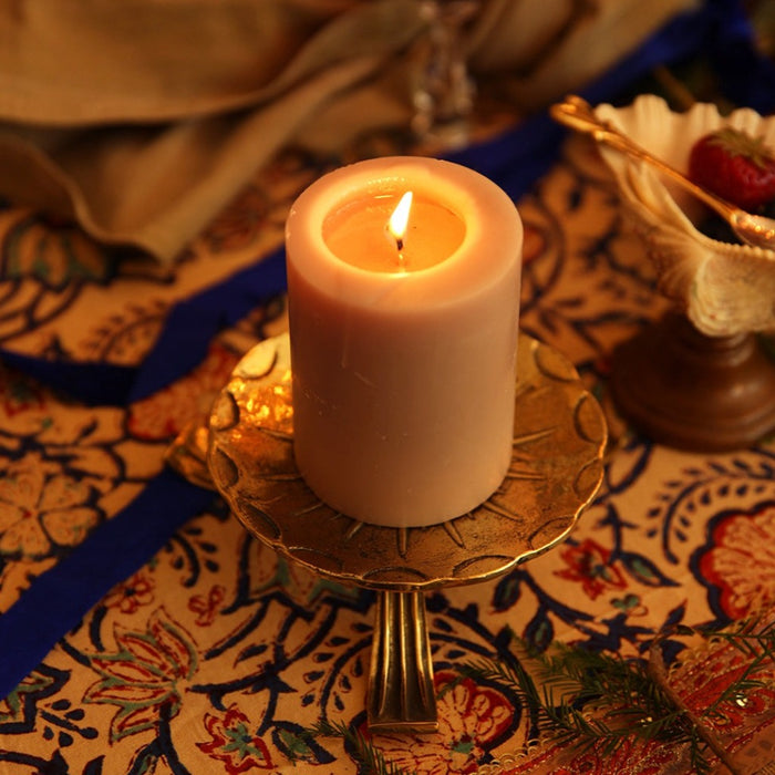 Leya Pillar Candle Holder - Recycled Brass