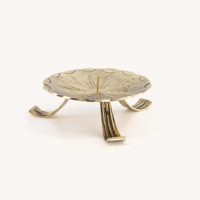 Leya Pillar Candle Holder - Recycled Brass