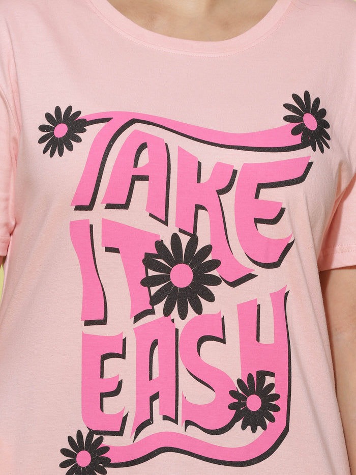 Plus Long T-shirt  Buy Soothing Light Pink Casual Long T-Shirt for Women Online- 9shines label