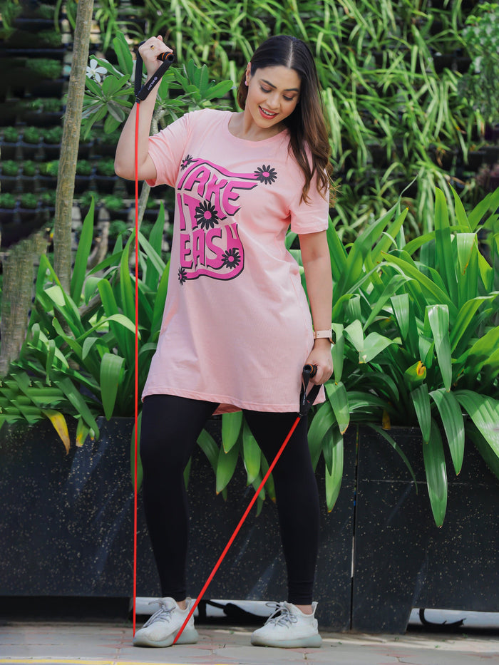 Plus Long T-shirt  Buy Soothing Light Pink Casual Long T-Shirt for Women Online- 9shines label
