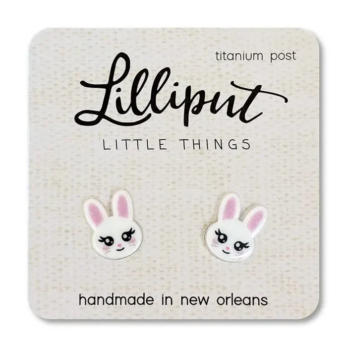 Lilliput White Easter Bunny Earrings
