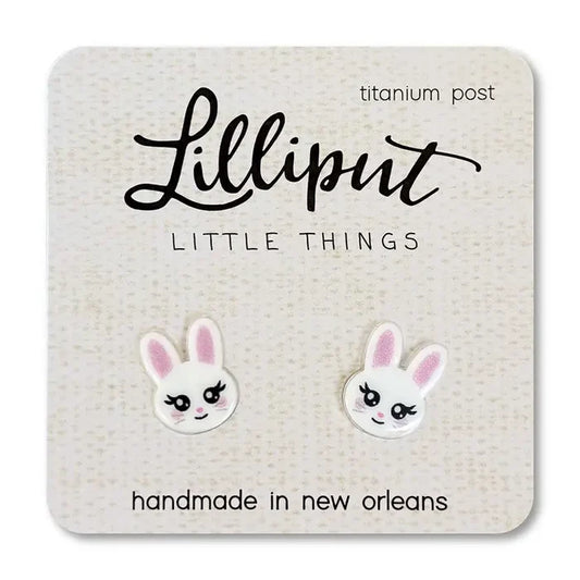 Lilliput White Easter Bunny Earrings