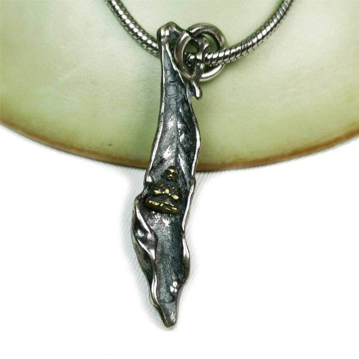 Lucky Charm, Unique Buddha among Leaf,Silver Pendant Amulet - Tibetan Buddhist amulet, detailed view