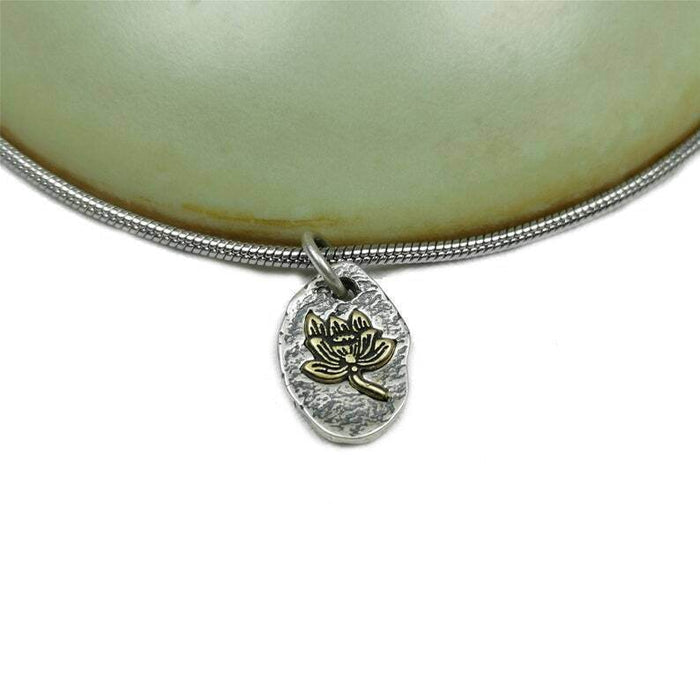Lucky Charm, Unique Buddhism Lotus,Silver Pendant Amulet - Tibetan Buddhist amulet, close-up detail