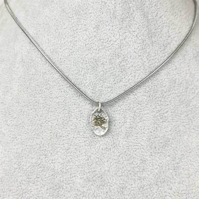 Lucky Charm, Unique Buddhism Lotus,Silver Pendant Amulet - Tibetan Buddhist amulet, view 4