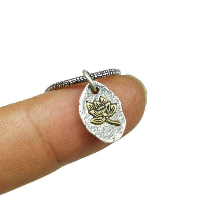 Lucky Charm, Unique Buddhism Lotus,Silver Pendant Amulet - Tibetan Buddhist amulet, view 6