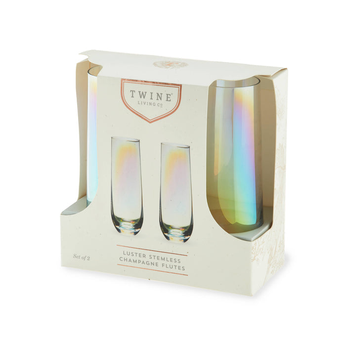 Luster Rainbow Glass Stemless Champagne Flutes