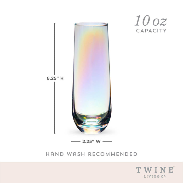 Luster Rainbow Glass Stemless Champagne Flutes
