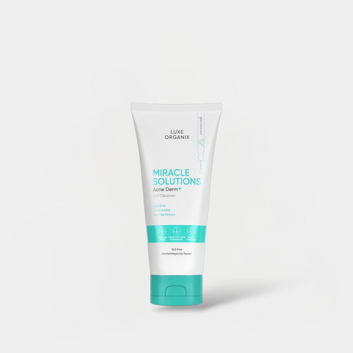 Luxe Organix Miracle Solutions Acne Derm+ Gel Cleanser 150ml جل منظف لوكس أورجانيكس ميراكل سوليوشنز لعلاج حب الشباب - Princess Cosmetics Qatar