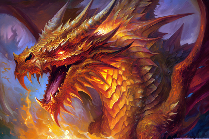 Majestic Dragon Breathing Flames