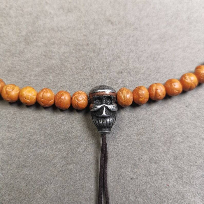 Mala Guru Bead, Skull Shape T-drilled 3-Hole Bead for Prayer Bead,0.87" - Tibetan Buddhist mala beads, detailed view