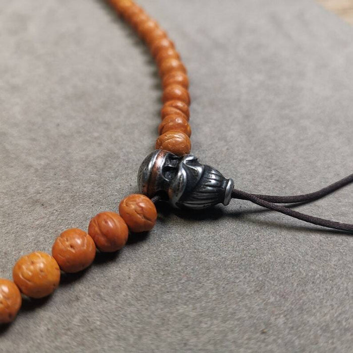Mala Guru Bead, Skull Shape T-drilled 3-Hole Bead for Prayer Bead,0.87" - Tibetan Buddhist mala beads, close-up detail