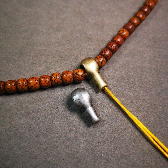 Mala Guru Bead, T-drilled 3-Hole Connector Bead for Prayer Bead,0.8" - Tibetan Buddhist mala beads, front view