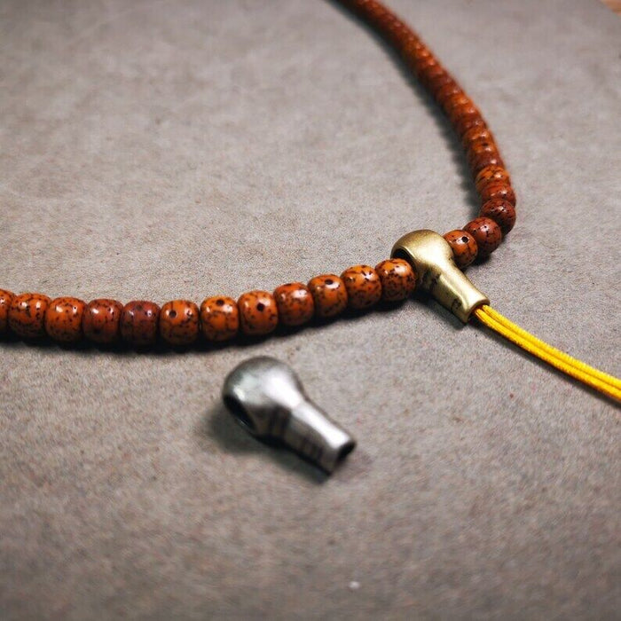 Mala Guru Bead, T-drilled 3-Hole Connector Bead for Prayer Bead,0.8" - Tibetan Buddhist mala beads, detailed view