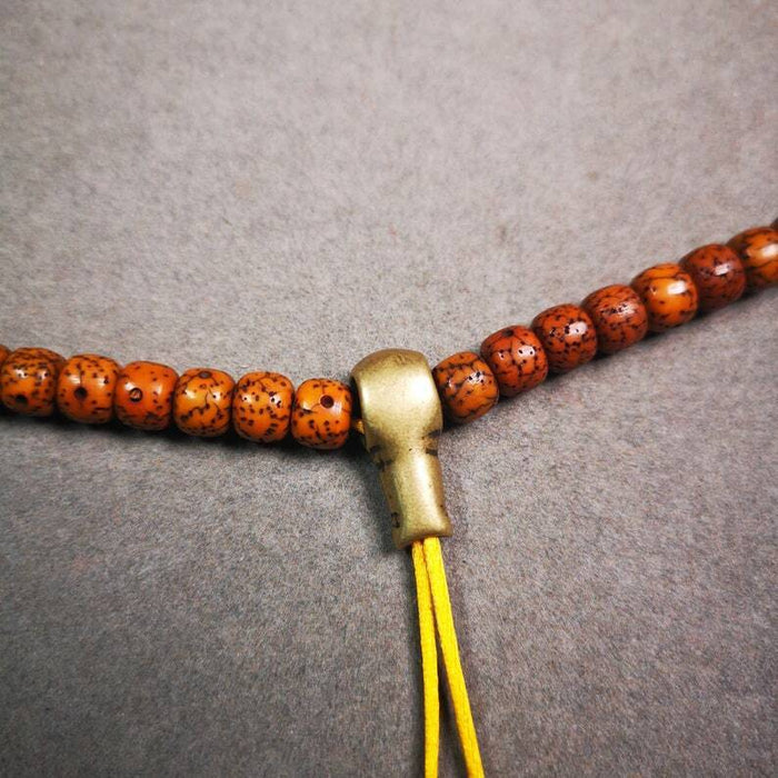 Mala Guru Bead, T-drilled 3-Hole Connector Bead for Prayer Bead,0.8" - Tibetan Buddhist mala beads, close-up detail
