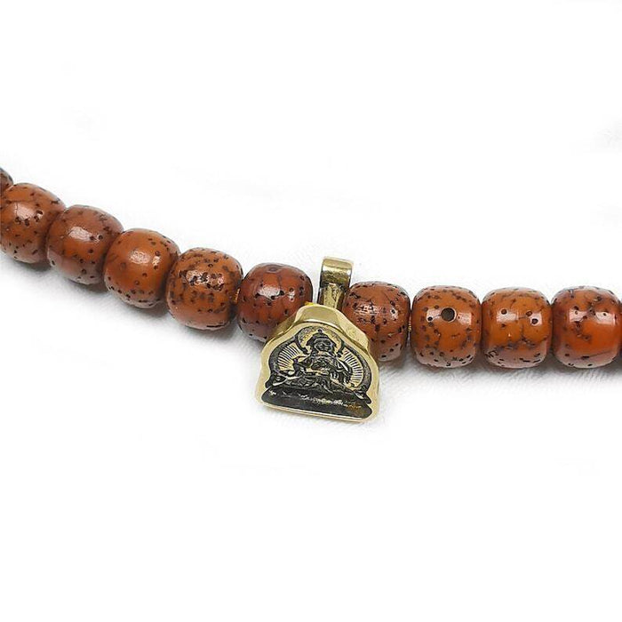 Mala Prayer Beads Pendant,Mini Vajrasattva Tsa Tsa Mold Pendant - Tibetan Buddhist mala beads, close-up detail