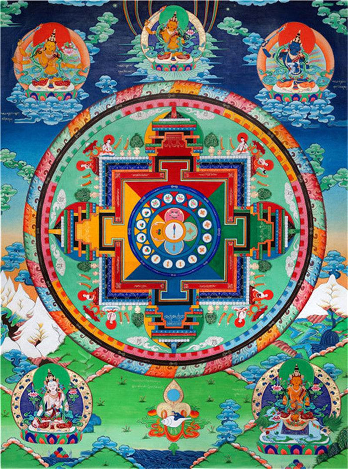 Manjusri Image - Tibetan thangka painting, front view