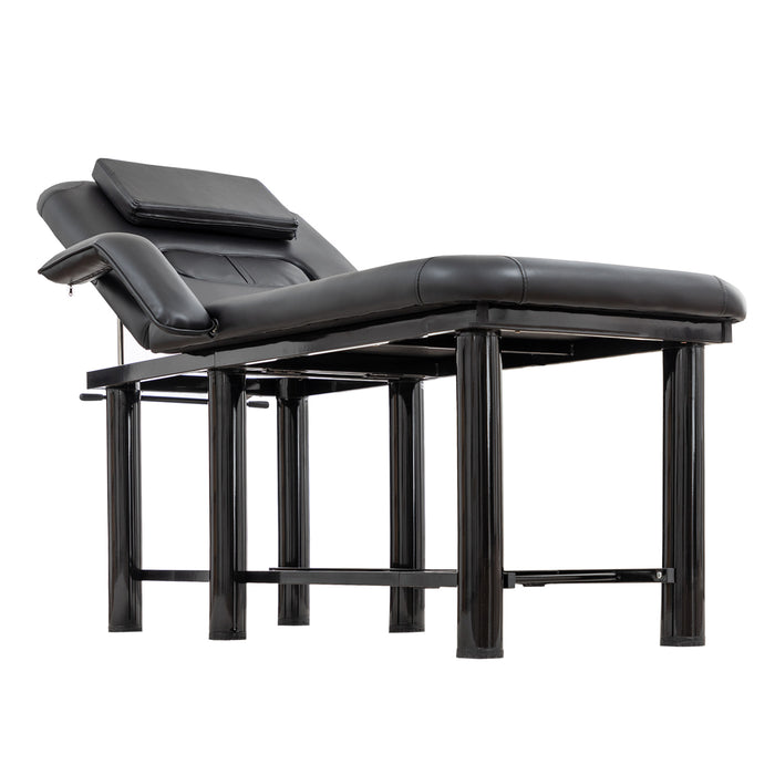Massage & Facial Table with Face Cradle, Armrests & Storage Shelf Black