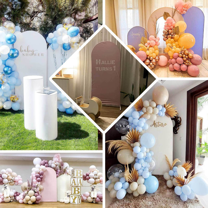 Decorative balloon installations for baby showers and birthday parties.
