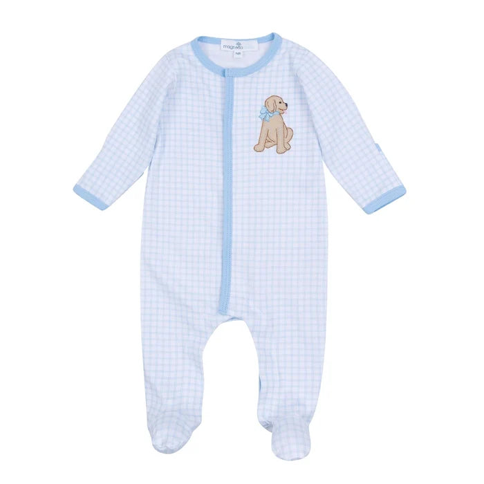 MB Puppy Playtime Applique Footie-Lt. Blue