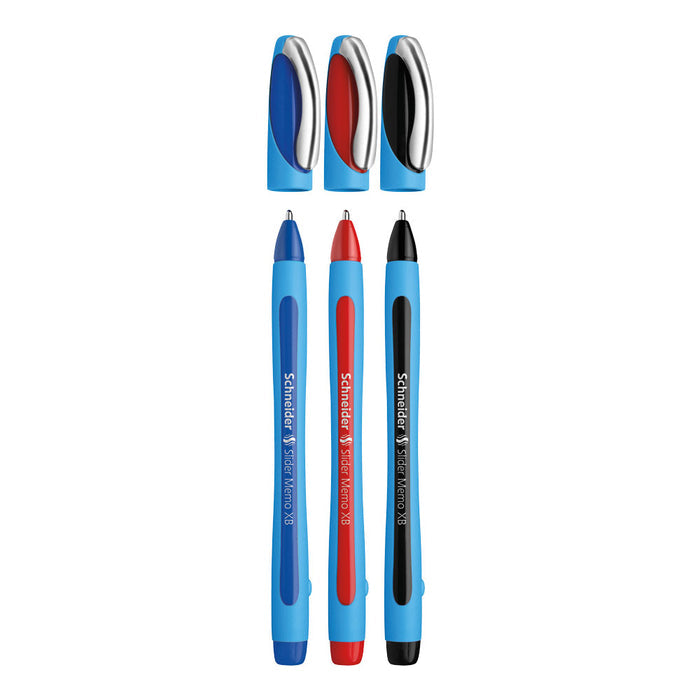 Schneider Memo Ballpoint Pens XB, Wallet 3 pieces - Assorted