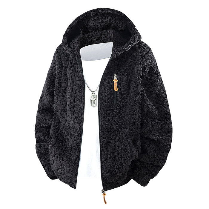 Men's Hooded Fleece Zip-up Jacket With Fleece Lining