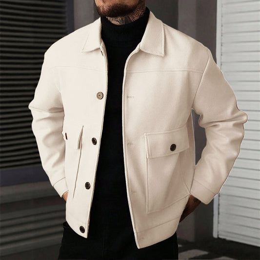 Men's Lapel Jacket Workwear Style Short Top