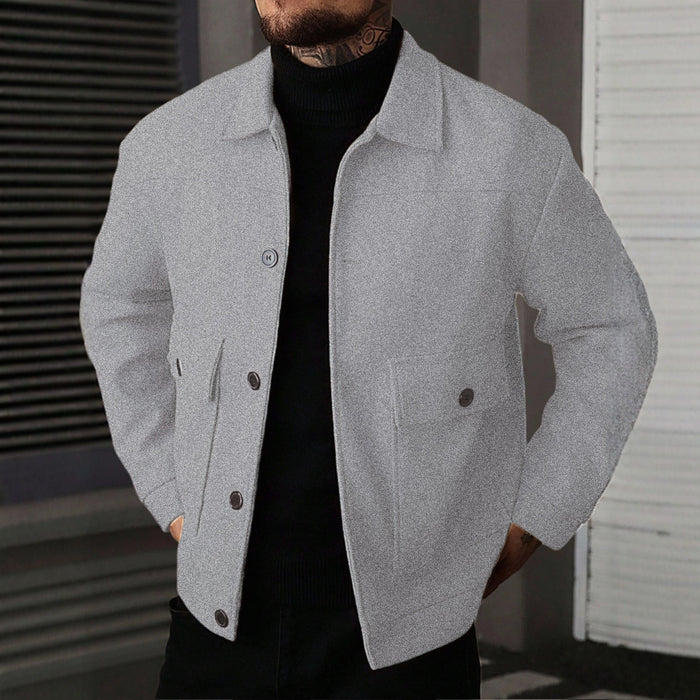 Men's Lapel Jacket Workwear Style Short Top