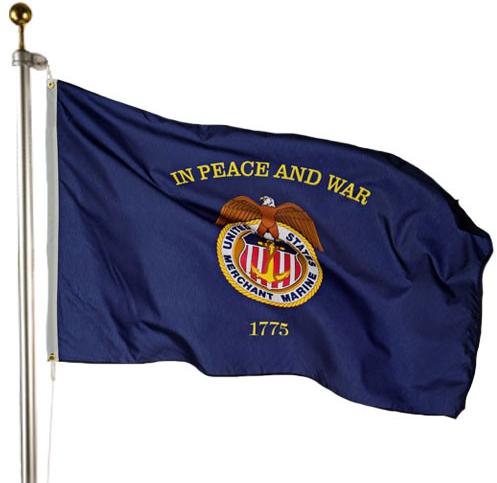 U.S. Merchant Marine outdoor flag made in USA flying on flagpole
