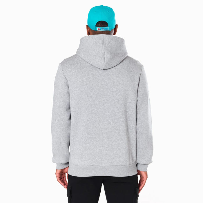 The Male model is wearing Miami Dolphins NFL Grey Pullover Hoodie 7
