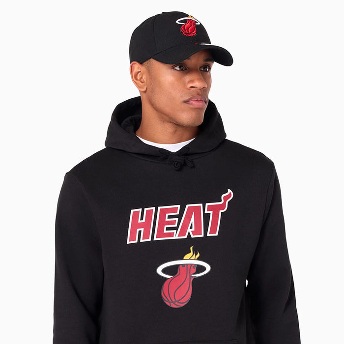 The Male model is wearing Miami Heat NBA Black Pullover Hoodie 7