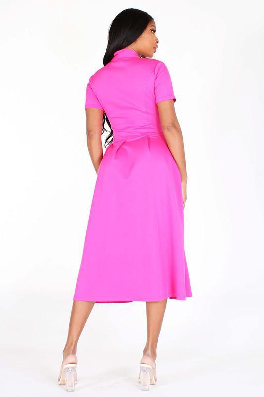 Midi Flare  Dress with Necktie