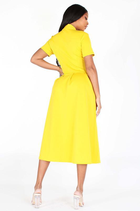 Midi Flare  Dress with Necktie