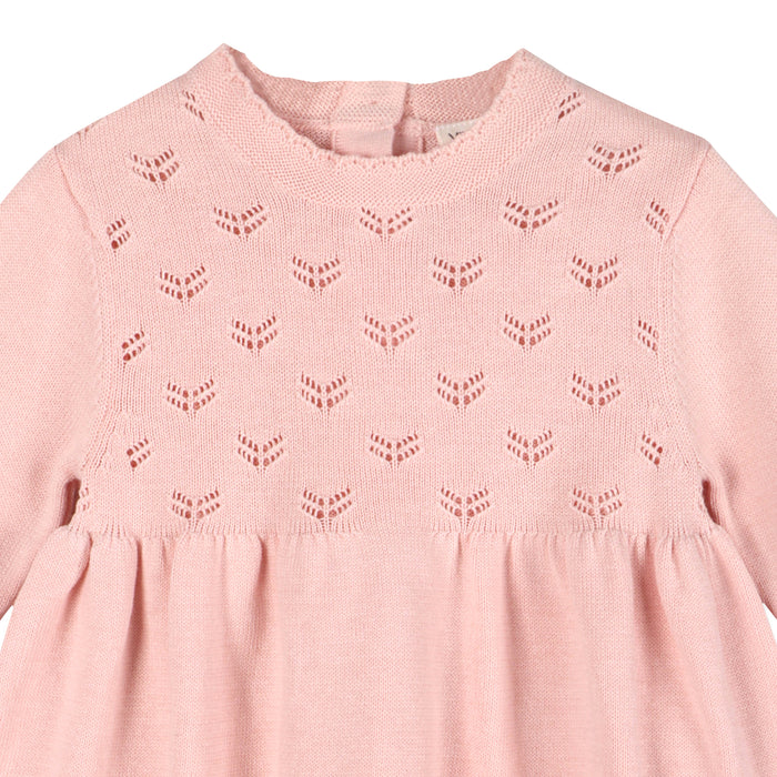 Milan Pointelle Knit Baby Sweater Dress (Organic Cotton) - Viverano