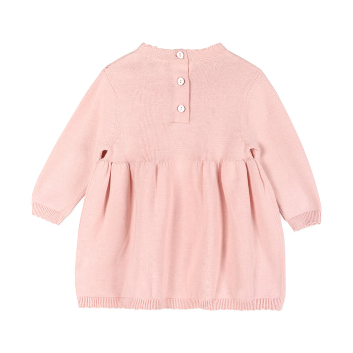 Milan Pointelle Knit Baby Sweater Dress (Organic Cotton) - Viverano