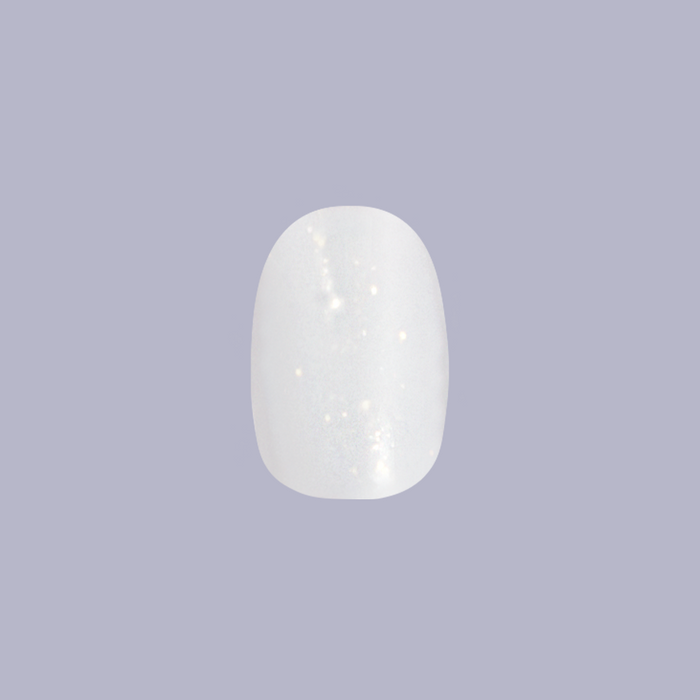 Milky Shimmer - Press-On | Short | Round sheer milky white false nail with subtle sparkle for easy at-home manicure.