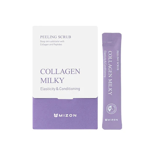MIZON peeling scrub deep skin exfoliation with collagen and peptides collagen milky elesticity & hydration