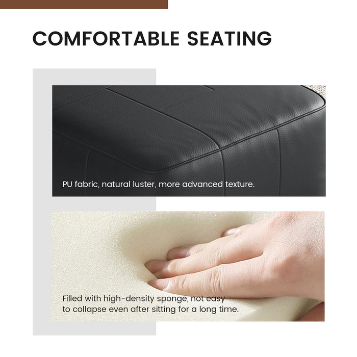 Modern Black Cube Ottoman with Storage Multi-Purpose PU Leather Side Table, Footrest