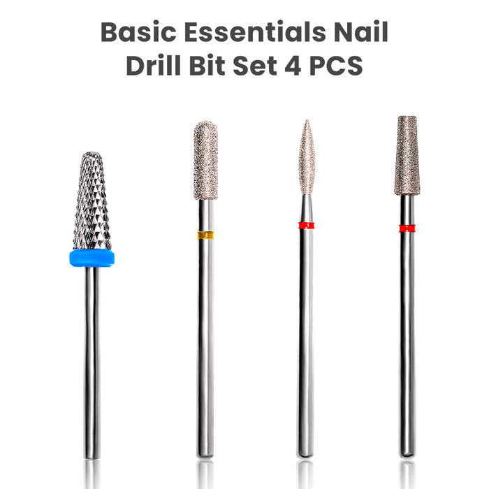 Nail Drill Bit Set 4 pcs pointed tungsten steel precision needle cone flame cylinder professional manicure tools