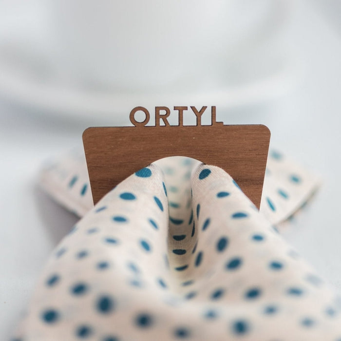 Napkin Rings Personalized - laser cut walnut wood - by LeeMo Designs in Bend, Oregon
