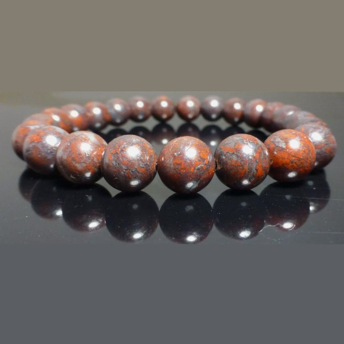 Natural Blood Chalcedony Stone Bead Bracelet