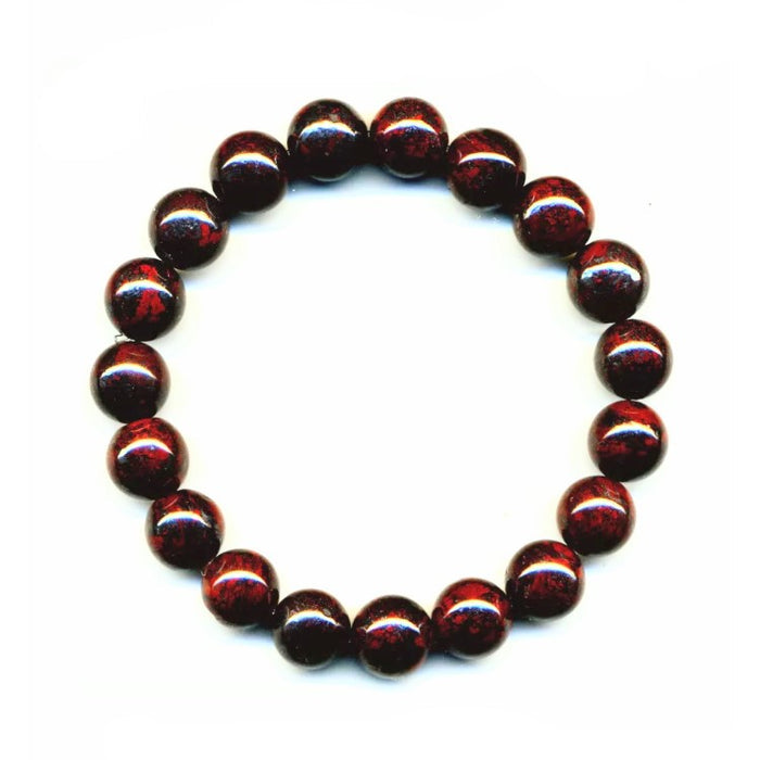 Natural Blood Chalcedony Stone Bead Bracelet