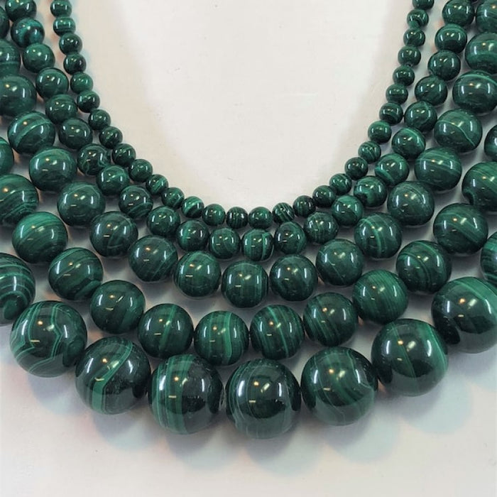 Natural Green malachite with Silver Bead Bracelet