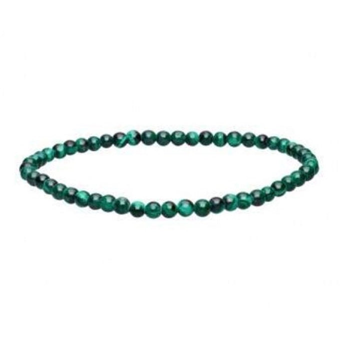 Natural Green malachite with Silver Bead Bracelet