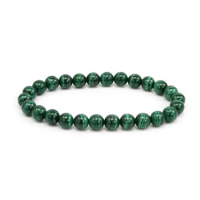 Natural Green malachite with Silver Bead Bracelet