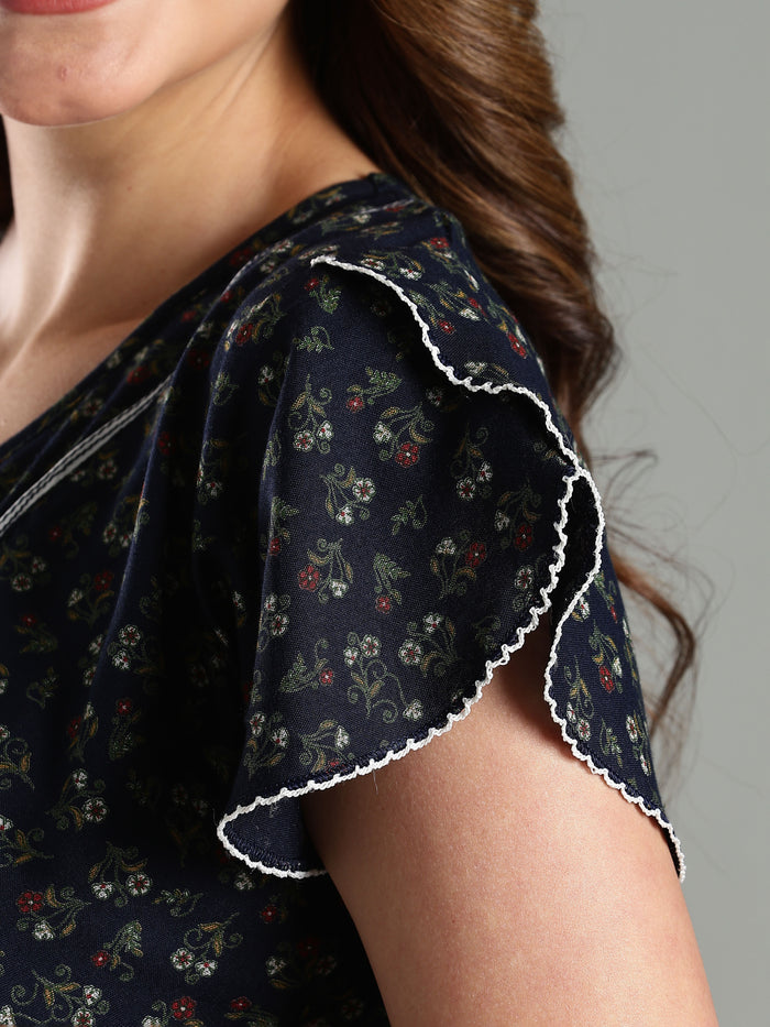 Navy Blue Frock Type Branded Nighty for Women