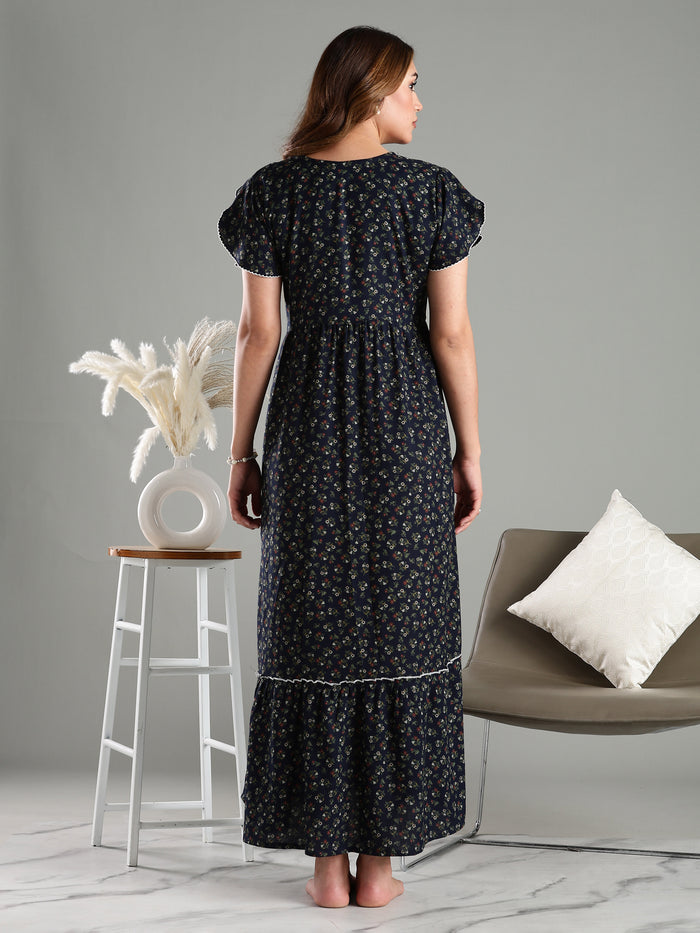 Navy Blue Frock Type Branded Nighty for Women