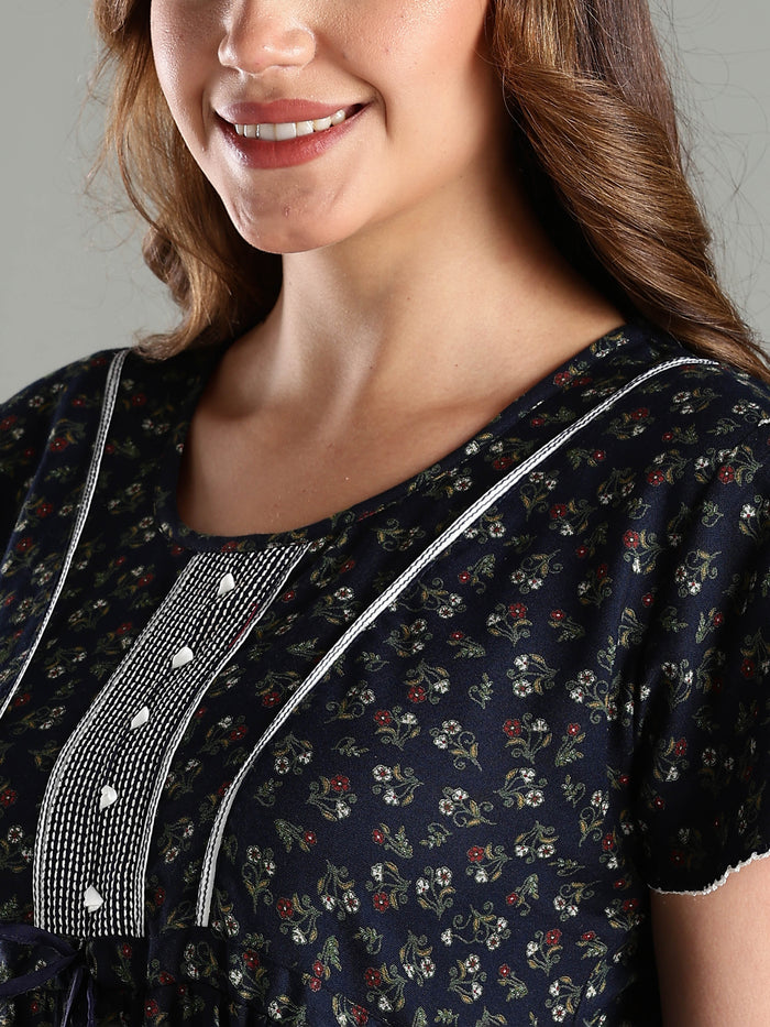 Navy Blue Frock Type Branded Nighty for Women