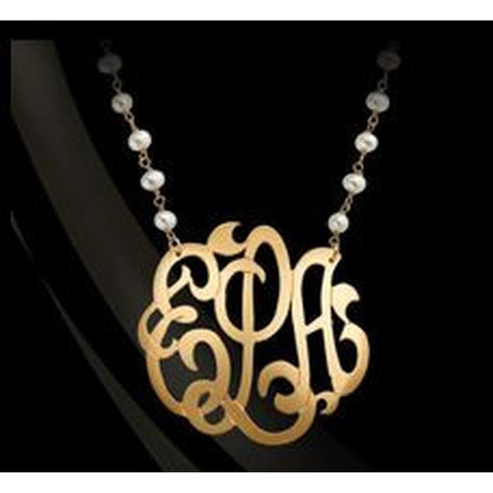 Necklace-Monogram with Pearl Chain