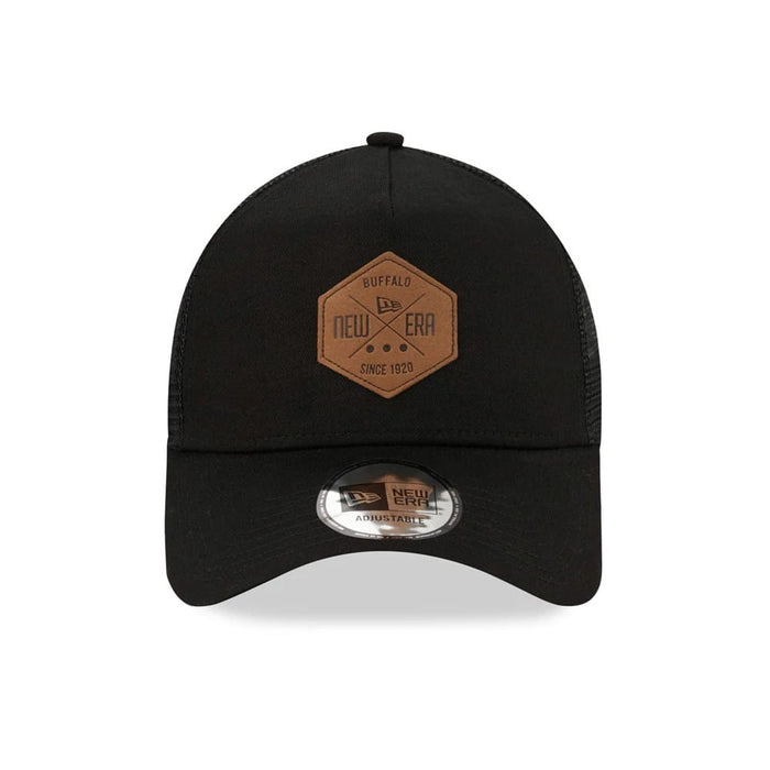 This is a New Era Patch Black A-Frame Trucker Cap 2